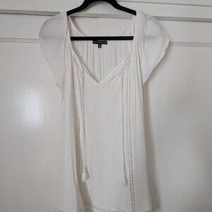 Boho white tassel mini dress